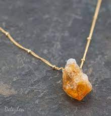 Burnt Orange Raw Citrine Necklace November Birthstone Etsy Raw Citrine Necklace Citrine Necklace November Birthstone Jewelry