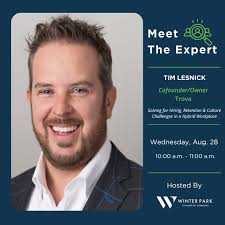 How do you solve hiring, retention and company culture challenges? Learn  how to solve these issues at Meet the Expert next Wednesday, Aug. 28 with  Tim Lesnick, cofounder of recruiting firm @trovasearch