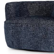 Round out your living room with the contemporary. Adelyn Modern Classic Blue Performance Round Swivel Barrel Chair Kathy Kuo Home