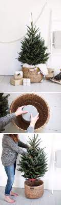 Diy Christmas Tree Stand Using Bucket Upside Down In A Large Basket Diy Christmas Tree Christmas Decor Diy Christmas Fun