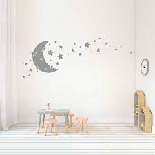 Stars And Moon Wall Decals Nursery Decor Stars And Moon Decal Celestial Decal Bedroom Decal Stars Moon In 2021 Moon Wall Decal Nursery Wall Decals Baby Room Decor