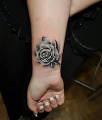 Black And Grey Flower Tattoos With Color I Want This Rose Around The Cat Tattoo I Want Beautiful Color Rose Tattoos On Wrist White Rose Tattoos Tattoos