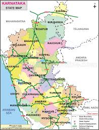 Roads, highways, streets and buildings on satellite photos. Karnataka Map Karnataka State Map India