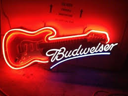 Budweiser Beer True B Music Electric Guitar Neon Lighted Sign Man Cave Game Room Neon Light Signs Cool Neon Signs Neon Beer Signs