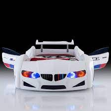 bmw childrens car bed in white with led lighting and spoiler 4 car bed kids car bed childrens car bed