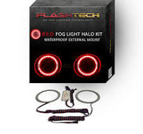 RED External LED Fog Light Halo Ring Kit for Jeep Compass 07-10