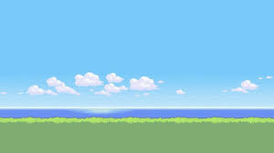 Green Lawn Grass And Body Of Water Illustration Retro Games Pixels Clouds Pixel Art 8 Bit 1080p Wallpaper Hdwa Water Artwork Water Illustration Pixel Art