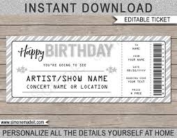 Printable Happy Birthday Gift Certificate Template Free Birthday Gift Concert Ticket Printable Gift Voucher Etsy Concert Ticket Template Ticket Template Surprise Birthday Gifts