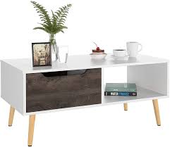 This height makes it easy for you to watch television without straining if you have a black veneer end table, find a black tv stand. Homfa Coffee Table For Living Room Tv Stand Wooden Console Table Sofa Side Table 2 Tier With Storage Shelf And 1 Drawer Modern Furniture For Home Office White Walmart Com Walmart Com