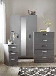 A dresser will also have drawers for storing folded clothing and lingerie but it also normally has an attached mirror. Sanford Part Assembled High Gloss 4 Piece Package 3 Door Mirrored Wardrobe Chest Of 5 Drawers And 2 Bedside Chests Very Co Uk