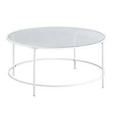 Sauder Anda Norr White Glass Top Coffee Table In 2020 Coffee Table White Round Coffee Table Coffee Table White