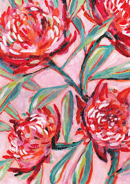 Waratah Painting Archival Wall Art Print Botanical Etsy Flower Drawing Nature Art Prints Flower Illustration