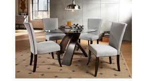 With the smooth top, messes are easily cleanable and gives a hint of sophistication to your dining. Del Mar Ebony 5 Pc Round Dining Set Gray Chairs Contemporary