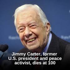 Jimmy Carter, the 39th president of the United States, died Sunday at age  100. The Carter Center announced he died in his hometown of Plains, Ga.  Carter was president from 1977 to
