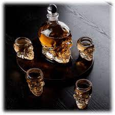 Whiskey glasses, whiskey decanters, rocks glasses Eravino Skull Wine Whiskey Decanter 6 Piece Set