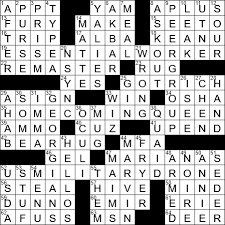 • fatal meal for a mouse. 0201 21 Ny Times Crossword 1 Feb 21 Monday Nyxcrossword Com