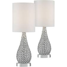 Get the best deals on silver lamps. Possini Euro Design Modern Accent Table Lamps Set Of 2 Crystal Bead Silver Gourd White Drum Shade For Living Room Family Bedroom Bedside Target
