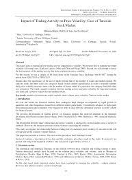 Check spelling or type a new query. Pdf Impact Of Trading Activity On Price Volatility Case Of Tunisian Stock Market