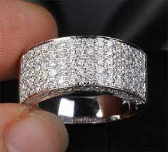 1 35ct Diamonds14kt White Gold Pave Wedding Band Women Mens Engagement Ring Yes A Mens Diamond Wedding Bands Engagement Rings For Men Wedding Rings Engagement