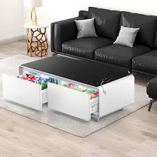 Available in two sizes and two colors. White Smart Coffee Table With Fridge And Storage