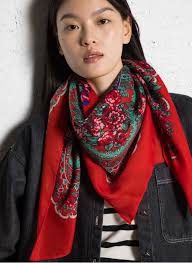 Foulard Vintage Foulard Colorato Foulard Con Stampa Floreale Rouge I Code Donna  Place Des Tendances