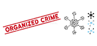 Grunge Organized Crime Line Stamp with Collage Network Node Icon ...