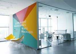 5 Free Office Interior Mockup Psd Free Mockup Office Wall Design Office Wall Graphics Office Interior Design