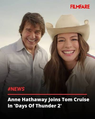 Hollywood stars #TomCruise and #AnneHathaway are set to share the screen in the upcoming Days of Thunder sequel, arriving June 2, 2028, nearly 40 years after the original. 🤩 #News