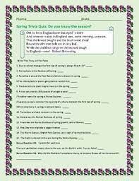 Download or print a copy of the trivia questions page for the person leading the trivia game and asking the questions. Spring Trivia A Fun Informative Quiz Do You Know The Season Tpt