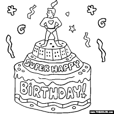 Happy birthday colorful printable birth day cards. Birthday Online Coloring Pages