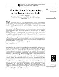 After question, new yorkers endorsed measures to help people living on the streets and to prevent those in precarious living circumstances from becoming new yorkers believe homelessness is a critical issue for the city. Pdf Models Of Social Enterprise In The Homelessness Field