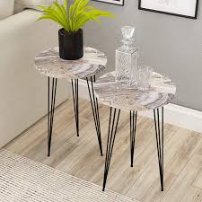 Check spelling or type a new query. Buy Set Of 2 End Table Pak Home Marble Look Wood Round Sofa Side Tables For Small Spaces Nightstand Bedside Table With Metal Legs For Bedroom Living Room Office Sturdy