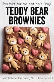 Teddy Bear Brownies Brownies Topped With Cookies And Ruby Chocolate Hearts For Valentine S Day Teddy Bear Cookies Bear Cookies Chocolate Hearts