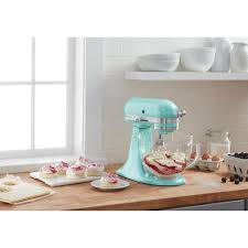 I've only seen ones for 5 quarts. Kitchenaid Artisan Designer 5 Qt 10 Speed Azure Blue Stand Mixer With Glass Bowl Ksm155gbaz The Home Depot