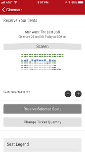Cinemark Theater Premiere Reserved Seating Maps The Last Jedi