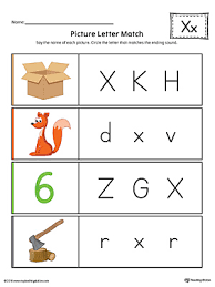 picture letter match letter x worksheet color myteachingstation com