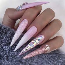 .black stiletto false nails tips oval stilettos bright black uv gel salon acrylic fake nail art. 21 Of The Most Beautiful French Ombre Nails Crazyforus
