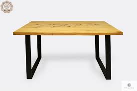 Vecelo modern coffee tea double storage space wooden side end table with black metal. Industrial Oak Table With Black Metal Legs To Dining Room Westa Furniture Manufacturer