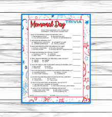 Memorial Day Trivia Game Party Game Memorial Day Party Game Etsy In 2020 Printable Games Memorial Day Trivia