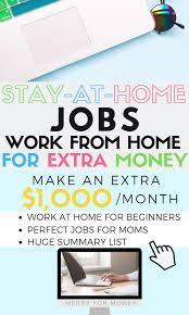 Working From Home For Beginners Summary List Of Stay At Home Job Ideas Merry For Money Stay At Home Jobs Home Jobs Working From Home