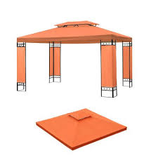 Outsunny 10 X 10ft Double Tier Canopy Top Red 10 X 10 Ft Canopy Tiered Replacement Canopy