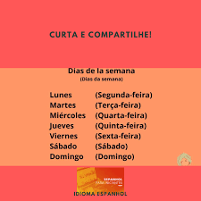 Video ele para aprender los días de la semana en español e inglés con su pronunciación de manera fácil y rápida. Idioma Espanhol Posts Facebook