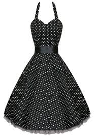 Black And White Dots Frock 50s Halter Dress In Black With Small White Dots Rockabilly Dress Vintage Style Dresses Retro Dress