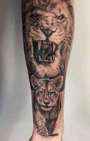 30 Black And White Animal Tattoos And Designs For Animal Lovers Lovely Animals World Lion Tattoo Sleeves Lion Head Tattoos Baby Tattoos