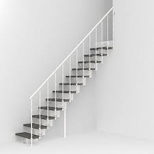 Escalier Droit Reversible Acier Blanc Long Tube 12 Marches Orme Fonce L 80 Cm Pixima Escalier Droit Acier Et Blanc