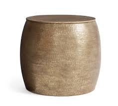 I call what i like the pottery barrel or the crate barn look. Bermuda Hammered Brass Outdoor Side Table Pottery Barn