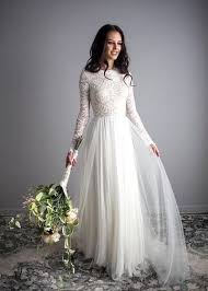 Stunning Long Sleeve Wedding Dresses Lace Bodice Chiffon Wedding Dress Bridal Dress Wedding Gow Wedding Dresses Wedding Dress Long Sleeve Indie Wedding Dress