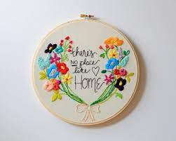 There S No Place Like Home Handmade 8 Inch Embroidery Hoop Art Home Decor Mothers Day Gift Embroidery Hoop Art Hoop Art Embroidery Hoop