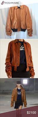 Extra Long Sleeve Leather Bomber Jacket Cognac Leather Bomber Jacket Extra Long Sleeves Bomber Jacket