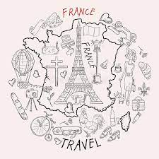 I would prefer this to be in a manga kinda style, but any style will be ok. Contour Illustration Coloring Travel 4 To The Country Of Europe France Symbols And Attractions A Set Of Drawings For Stock Vector Illustration Of Bike Lantern 132943265